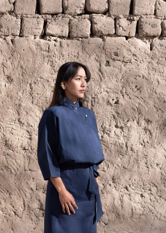 Blue Cotton Linen Karma Shirt