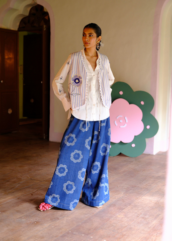 Rosella Handwoven Waistcoat And Oyester Shirt