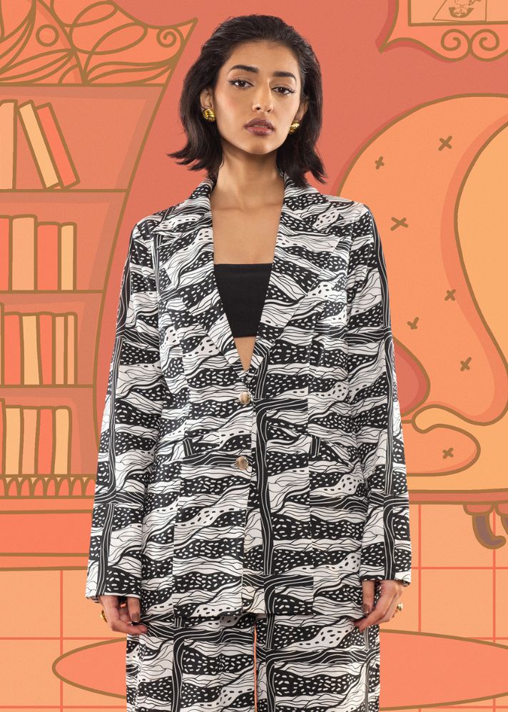 A Model Wearing White Cotton Marty Blazer, curated by Only Ethikal