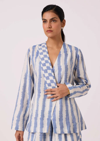 Dimtri Blue Striped Ikat Jacket