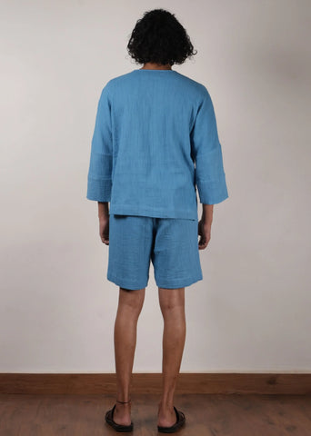 Men'S Crush Cotton Blue T-Shirt