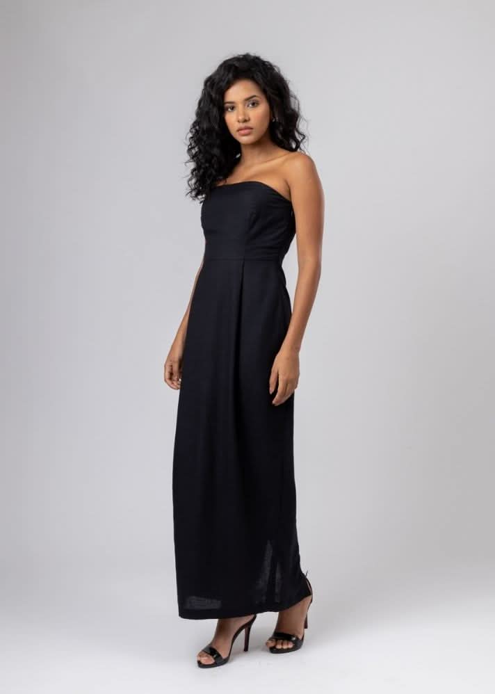 A Model Wearing Black Upcycled Cotton Denise Dress, curated by Only Ethikal