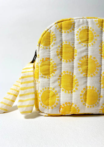 Sustainable Quilted Cotton Travel Pouch- Golden Hour Classic Organizer