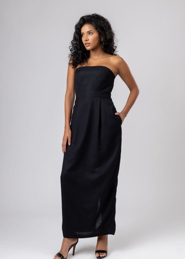 A Model Wearing Black Upcycled Cotton Denise Dress, curated by Only Ethikal