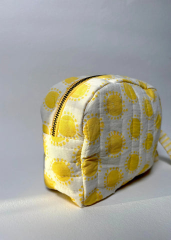 Sustainable Quilted Cotton Travel Pouch- Golden Hour Classic Organizer