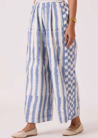 Ivan Blue Striped Ikat Pants