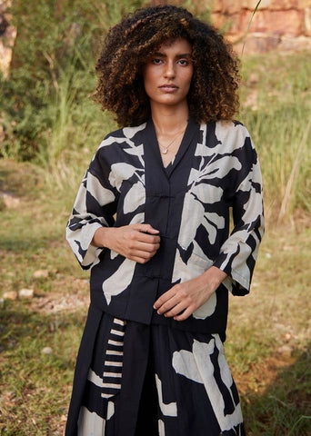 A Model Wearing Black Pure Cotton Dazed Trance Top curated by Only Ethikal