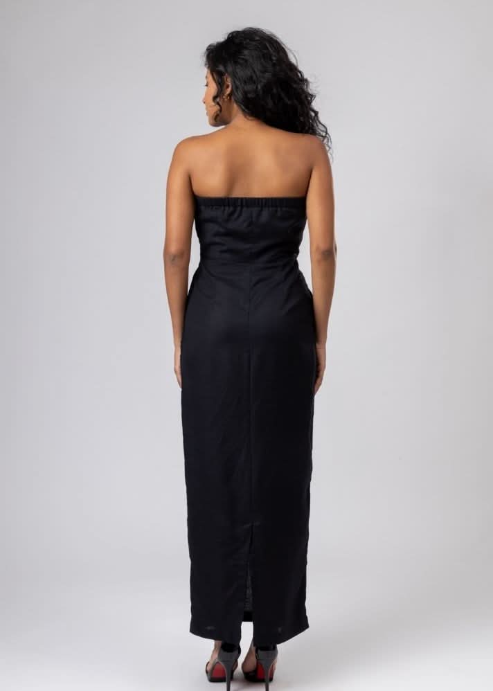 A Model Wearing Black Upcycled Cotton Denise Dress, curated by Only Ethikal