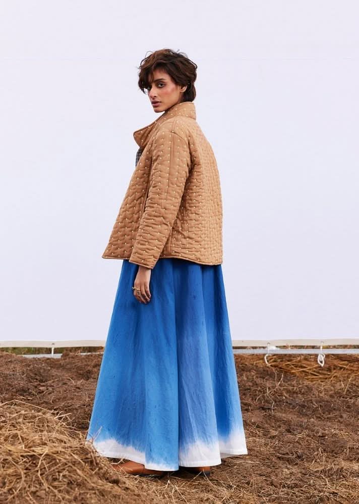 A Model Wearing Beige Pure Cotton Barn Jacket curated by Only Ethikal