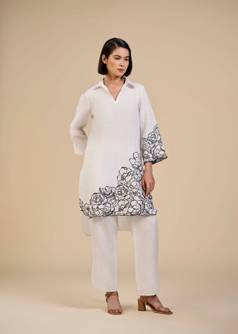 Rose Garden Co-Ord Set In Black Embroidery