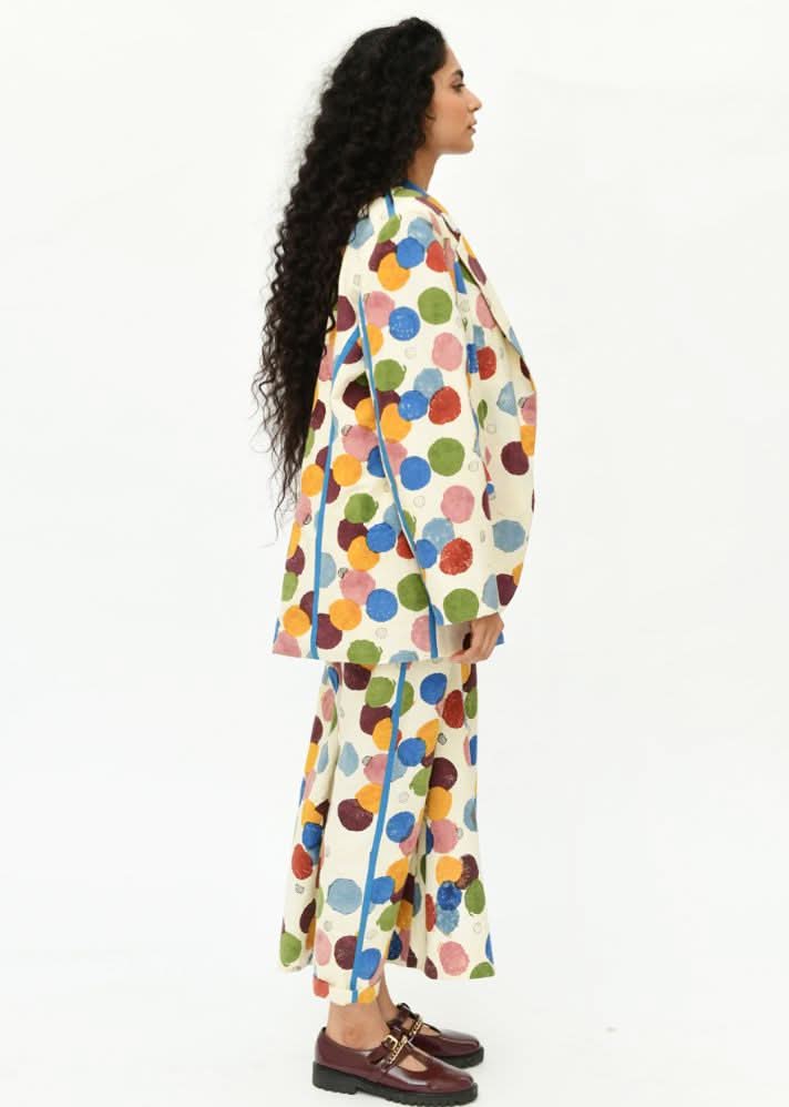 A Model Wearing Multicolor Organic Cotton Void Panzo Set , curated by Only Ethikal