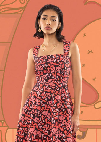 A Model Wearing Pink Cotton Blossom Midi Dress, curated by Only Ethikal