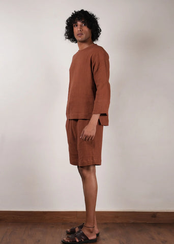 Men'S Crush Cotton Brown Shorts