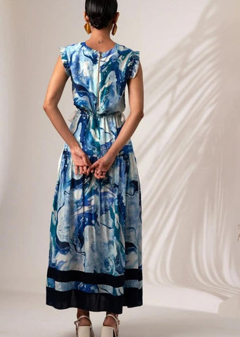 A Model Wearing Multicolor Modal Silk Denise Midi Dress, curated by Only Ethikal