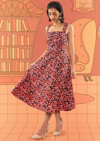 A Model Wearing Pink Cotton Blossom Midi Dress, curated by Only Ethikal