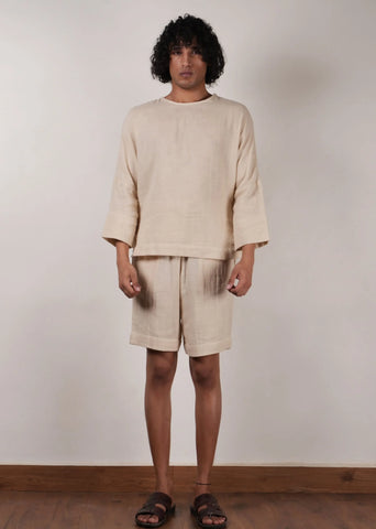 Men'S Crush Cotton Cream Shorts