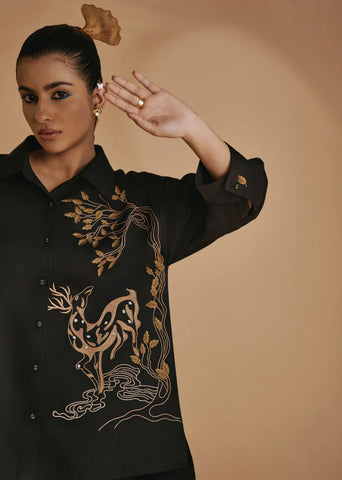 Origani Black Deer In Bloom Co-Ord Set