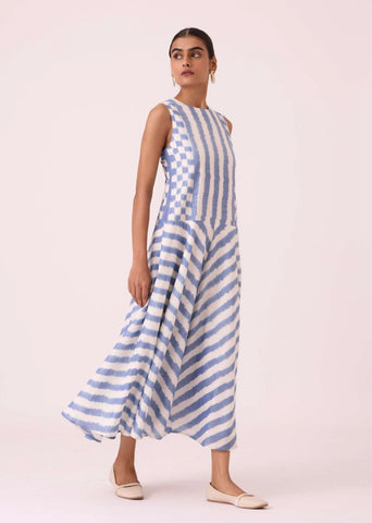 Myshkin Blue Striped Ikat Dress
