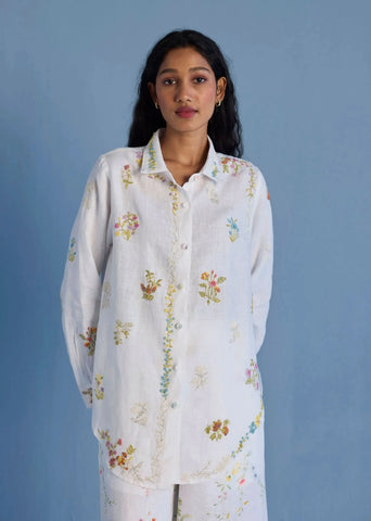 Alila Embroidered Oversized Co-Ord Set-White
