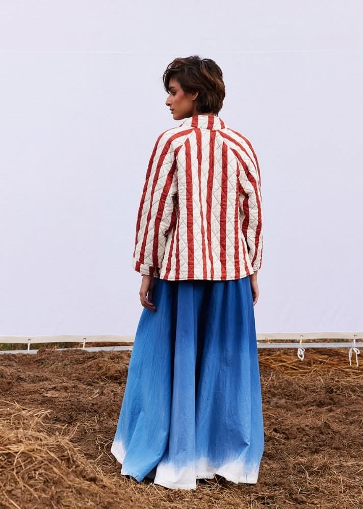 A Model Wearing Multicolor,Pure Cotton Carmine Jacket curated by Only Ethikal