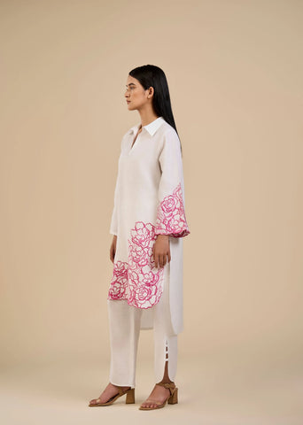 Rose Garden Co-Ord Set In Pink Embroidery