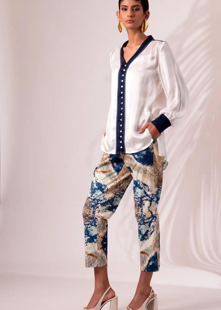A Model Wearing Multicolor Cotton Twill,Modal Satin Benita Co-Ord Set, curated by Only Ethikal