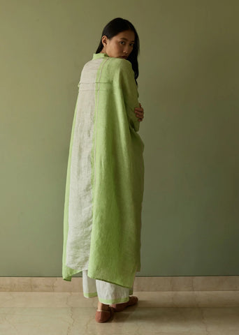Bora Colour Blocked Linen Kaftan Set- Meadow