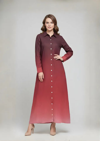 Zahra Rose Ombre Shirt Dress