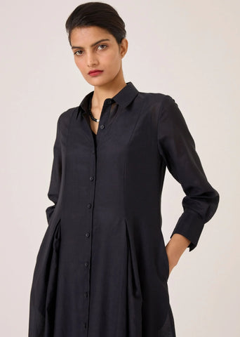 Dilipa Black Button Down Dress