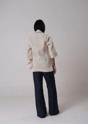 Linen Striped Shirt | Beige