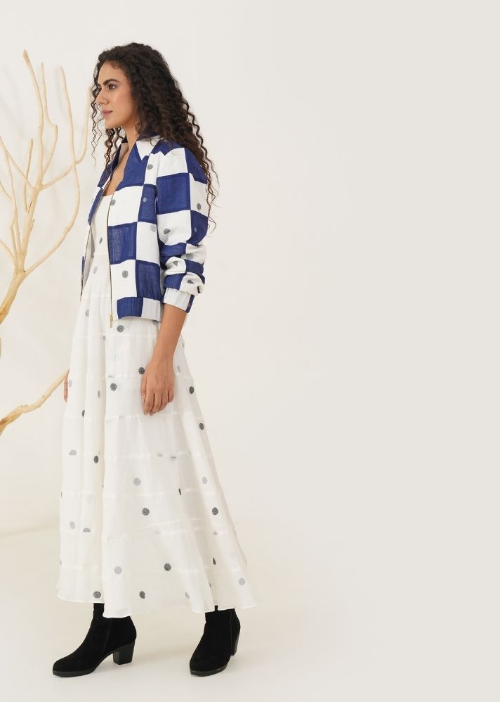 A Model Wearing Multicolor Handwoven Cotton Desert Lily Set, curated by Only Ethikal