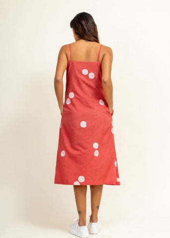 A Model Wearing Peach Upcycled Cotton Coral Slip Dress, curated by Only Ethikal