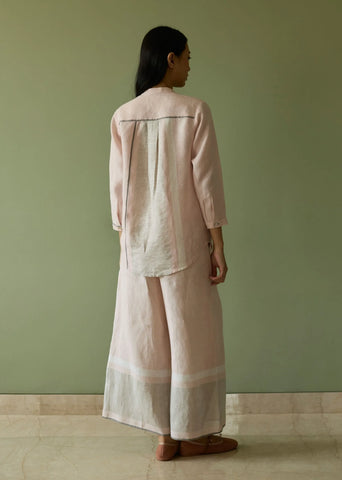 Aline Border Linen Co-Ord Set- Blush