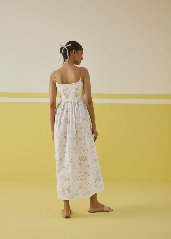 A Model Wearing Multicolor Organic Cotton Sweet Sunshine Organic Cotton Maxi Dress , curated by Only Ethikal