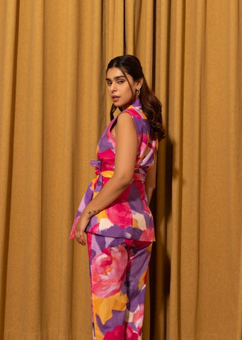 A Model Wearing Multicolor Organic Cotton Cosmic Blazer Multicolor, curated by Only Ethikal