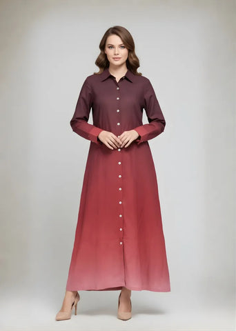 Zahra Rose Ombre Shirt Dress