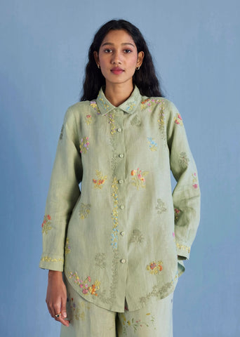Alila Embroidered Oversized Co-Ord Set-Mint
