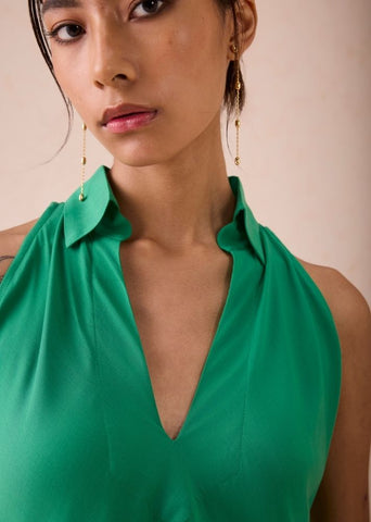 A Model Wearing Green Lyocell The Moment Lyocell Maxi Dress, curated by Only Ethikal
