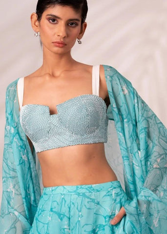 A Model Wearing Blue Handloom Chanderi Silk Zuri Co-Ord Set, curated by Only Ethikal