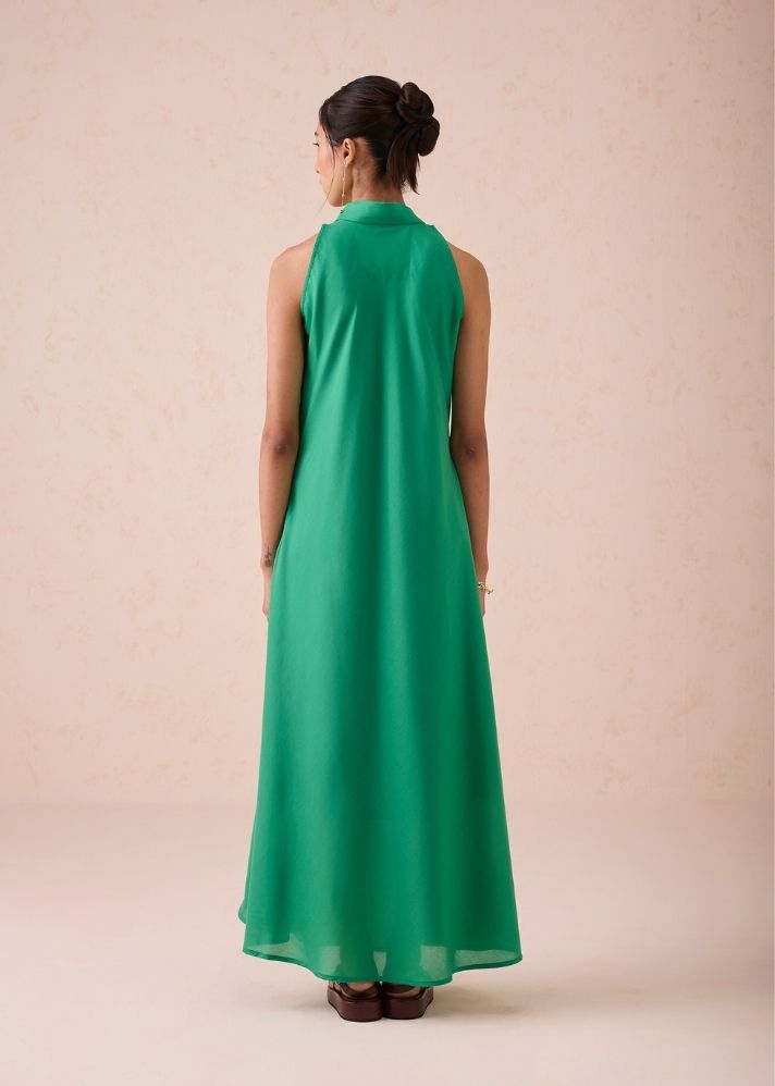 A Model Wearing Green Lyocell The Moment Lyocell Maxi Dress, curated by Only Ethikal