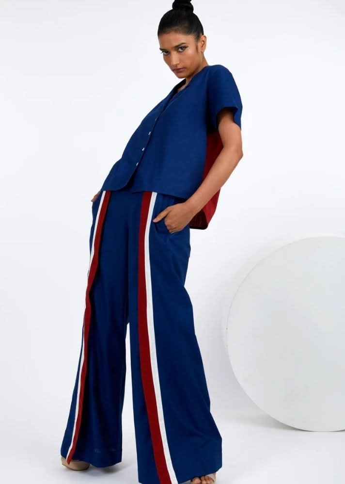 A Model Wearing Blue Pure Cotton Hako Indigo Co-Ord Set, curated by Only Ethikal