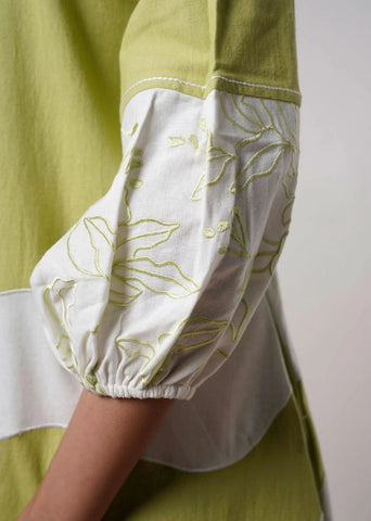 Olive Bloom Handloom Cotton Dress