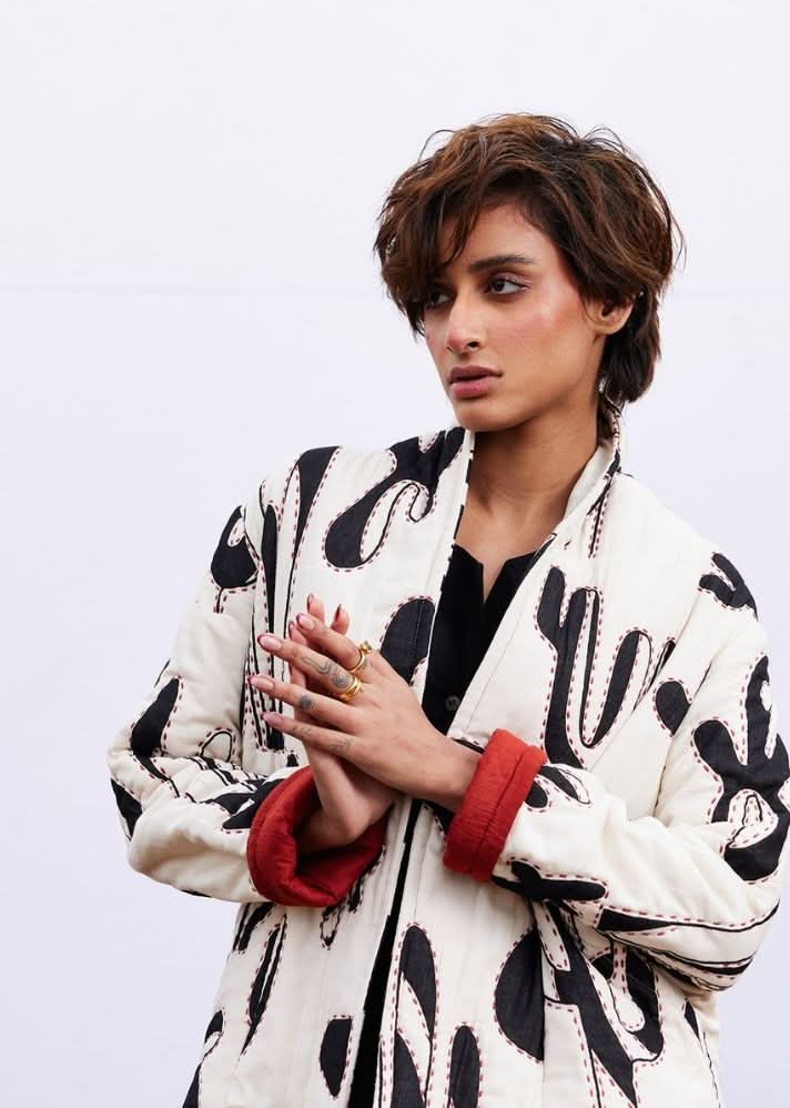 A Model Wearing Multicolor,Pure Cotton Midnight Jacket curated by Only Ethikal