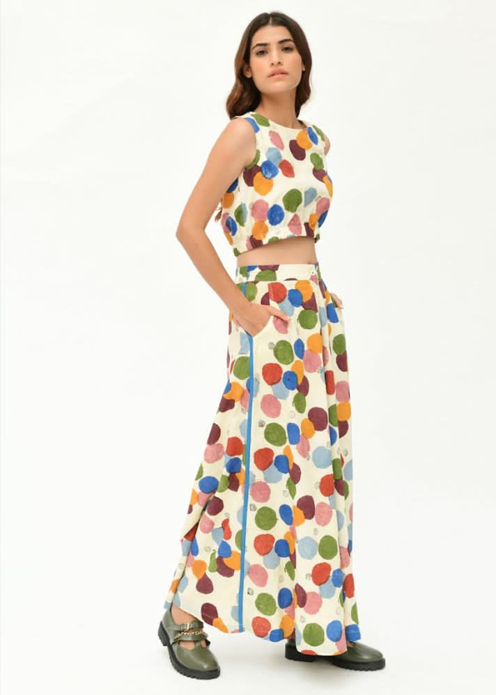 A Model Wearing Multicolor Organic Cotton Void Cord Set , curated by Only Ethikal