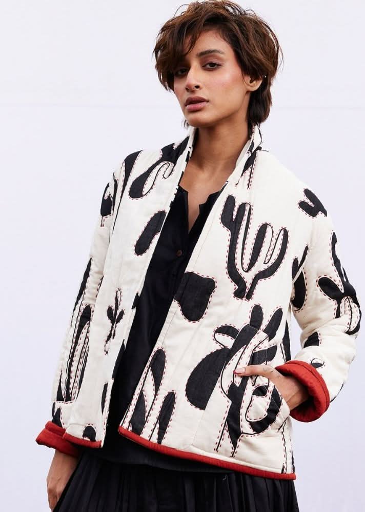 A Model Wearing Multicolor,Pure Cotton Midnight Jacket curated by Only Ethikal