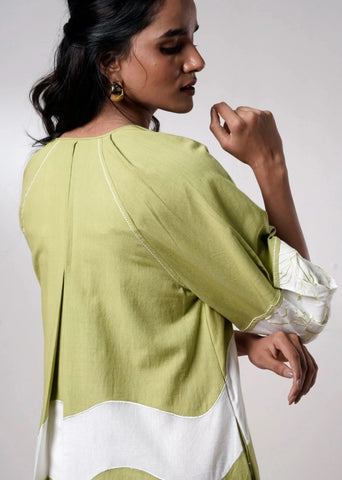 Olive Bloom Handloom Cotton Dress