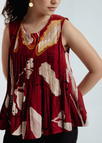 Madder Pleated Top