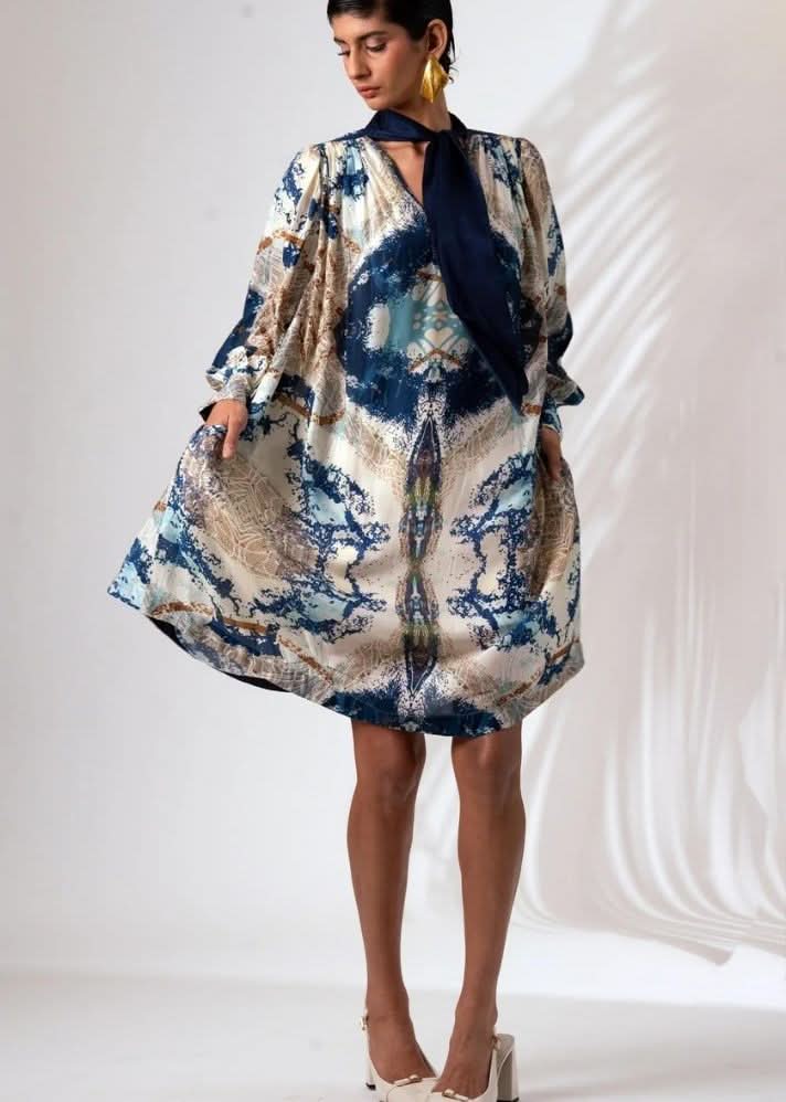 A Model Wearing Multicolor Modal Silk Baltic Short Dress, curated by Only Ethikal