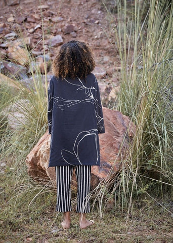 A Model Wearing Black Pure Cotton Under the Moon Co-ord Set,curated by Only Ethikal