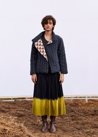 A Model Wearing Black Pure Cotton Coal Jacket curated by Only Ethikal
